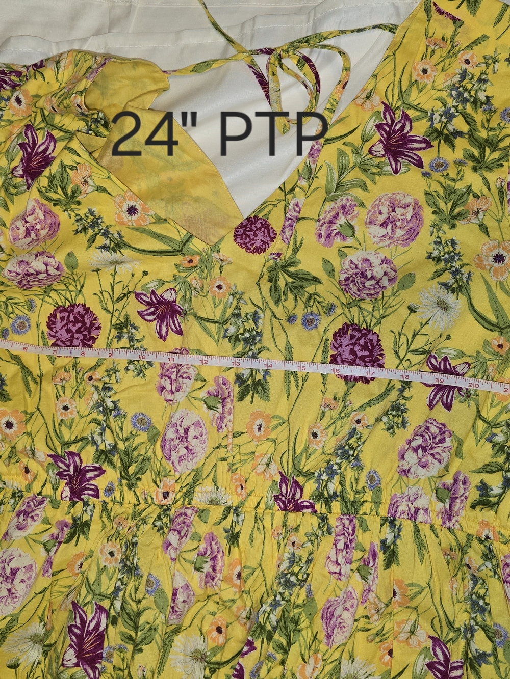 Yellow Floral V-Neck Mini Dress - Picture 5 of 5